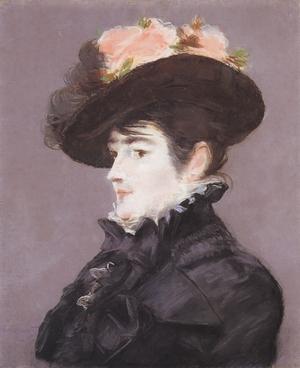Edouard Manet Portrait de Jeanne Martin au Chapeau orne d'une Rose oil painting picture